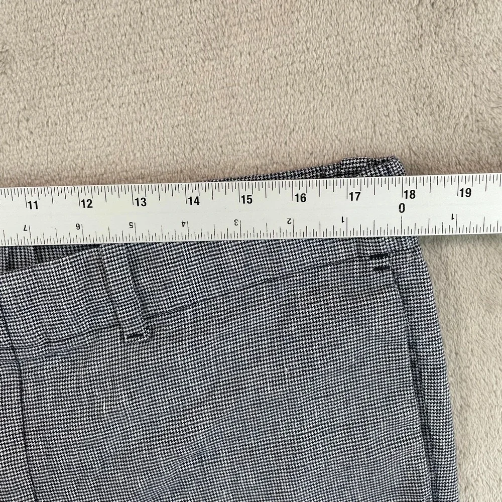 Banana Republic‎ Aiden Shorts Men 35 Blue Houndstooth Linen Blend Chino Casual